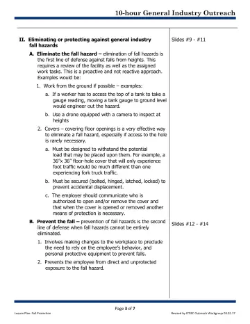 Page 3: II. Eliminating or protecting against general industry fall hazards