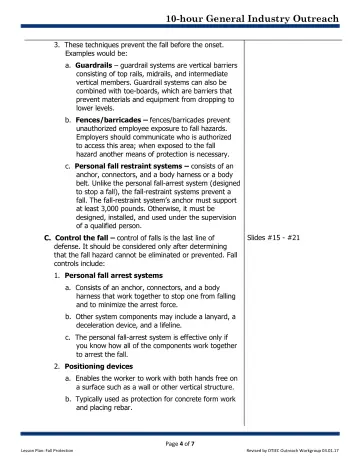 Page 4: 3. These techniques prevent the fall before the onset. Examples would be: