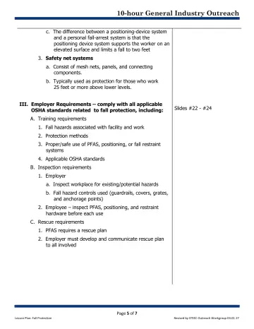 Page 5: c. The difference between a positioning-device system and a personal fall-arrest system is…