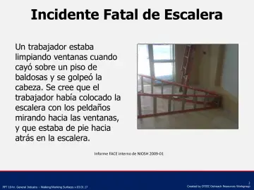 Slide 2: Incidente Fatal de Escalera