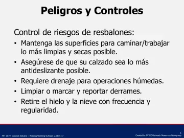 Slide 6: Control de riesgos de resbalones:
