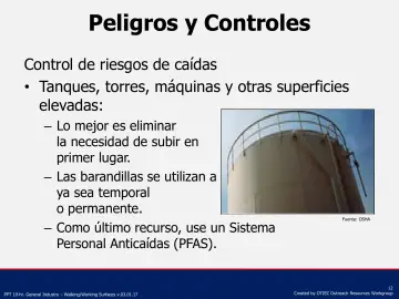 Slide 12: Control de riesgos de caídas