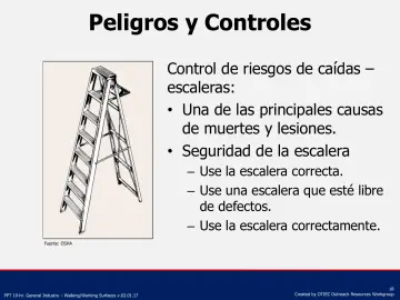 Slide 18: Control de riesgos de caídas – escaleras: