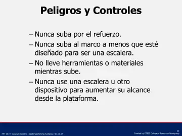Slide 33: Nunca suba por el refuerzo.