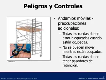 Slide 35: Andamios móviles - preocupaciones adicionales: