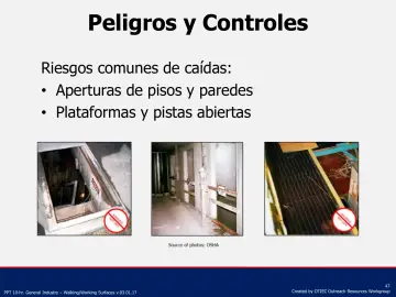 Slide 47: Riesgos comunes de caídas: