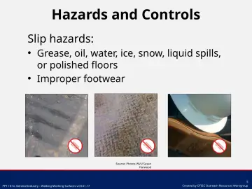 Slide 5: Slip hazards: