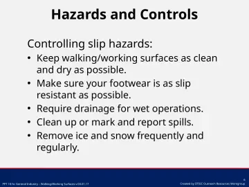 Slide 6: Controlling slip hazards: