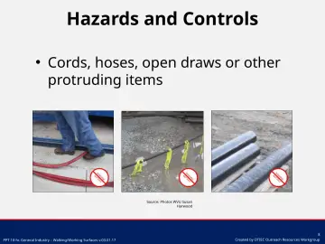 Slide 8: Cords, hoses, open draws or other protruding items