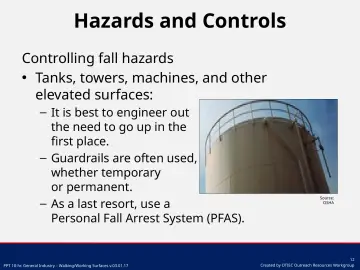 Slide 12: Controlling fall hazards