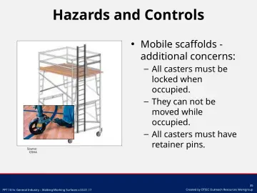 Slide 35: Mobile scaffolds - additional concerns: