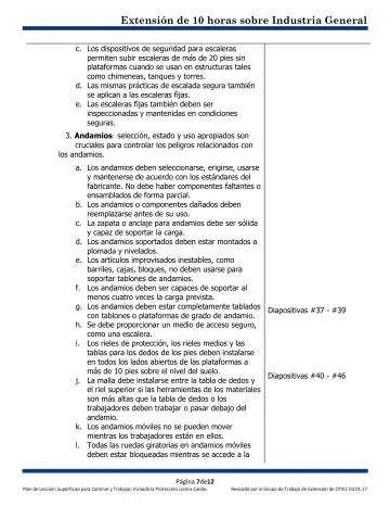 Page 7: c. Los dispositivos de seguridad para escaleras permiten subir escaleras de más de 20 pies…