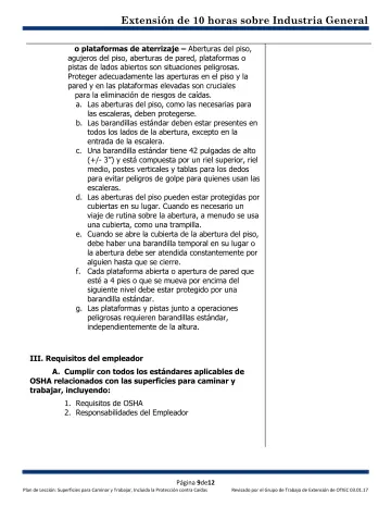 Page 9: o plataformas de aterrizaje – Aberturas del piso, agujeros del piso, aberturas de pared…