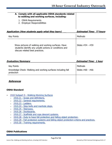 Page 9: A. Comply with all applicable OSHA standards related to walking and working surfaces…