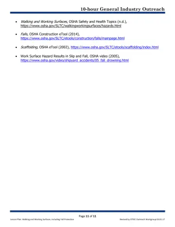 Page 11: Walking and Working Surfaces , OSHA Safety and Health Topics (n.d.),