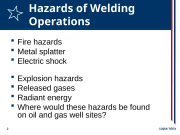 Slide 2: Hazards of Welding Operations