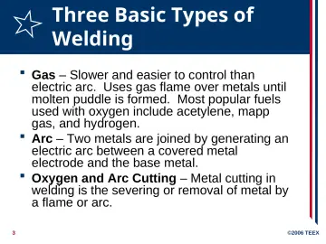 Slide 3: Three Basic Types of Welding