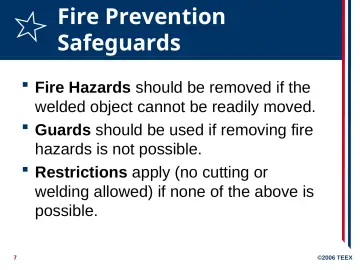 Slide 7: Fire Prevention Safeguards