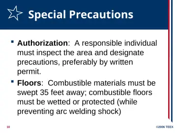 Slide 10: Special Precautions