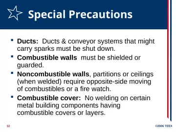Slide 12: Special Precautions