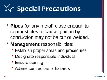 Slide 13: Special Precautions