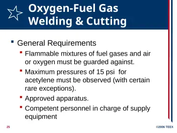 Slide 25: Oxygen-Fuel Gas Welding & Cutting
