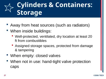 Slide 27: Cylinders & Containers: Storage
