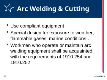 Slide 29: Arc Welding & Cutting