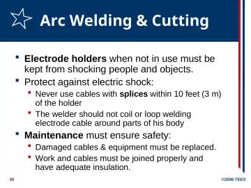 Slide 30: Arc Welding & Cutting