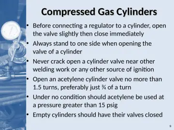 Slide 9: Compressed Gas Cylinders