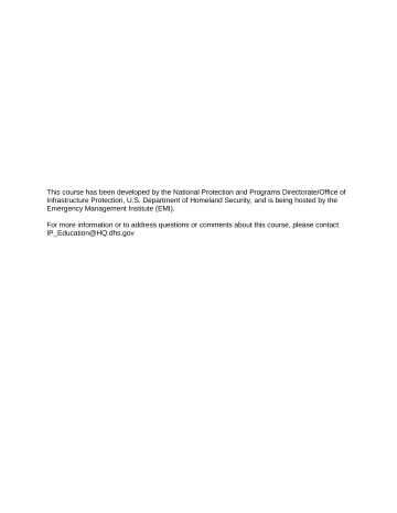 Page 2: This course has been developed by the National Protection and Programs Directorate/Office…