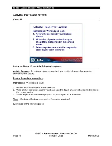 Page 50: ACTIVITY: POST-EVENT ACTIONS
