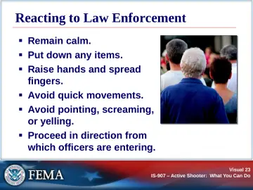 Slide 23: Reacting to Law Enforcement