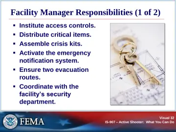 Slide 32: Facility Manager Responsibilities (1 of 2)