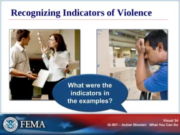 Slide 34: Recognizing Indicators of Violence