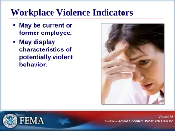 Slide 35: Workplace Violence Indicators