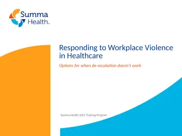 Slide 1: Responding to Workplace Violence in Healthcare
