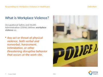 Slide 7: What is Workplace Violence?