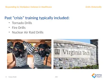 Slide 13: Past “crisis” training typically included: