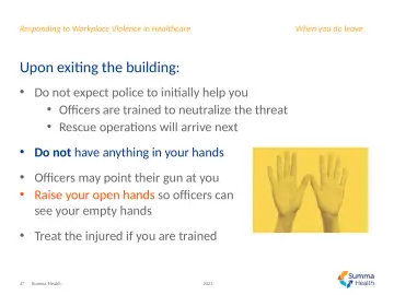 Slide 47: Upon exiting the building: