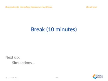 Slide 49: Break (10 minutes)