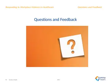 Slide 92: Questions and Feedback