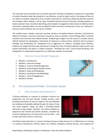 Page 4: The instructor course includes how to provide classroom training of employees in options…