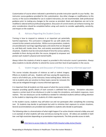 Page 8: Customization of course where indicated is permitted to provide instruction specific to…