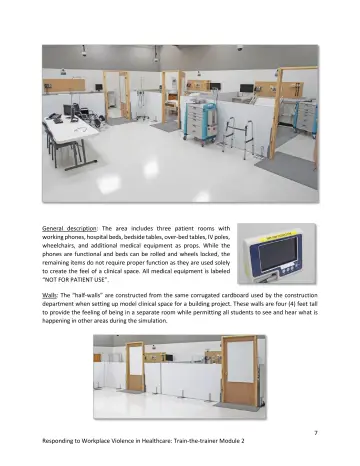 Page 7: General description: The area includes three patient rooms with working phones, hospital…