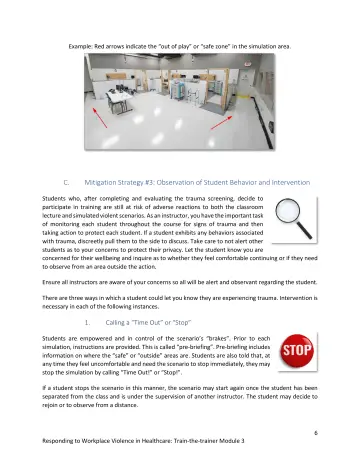 Page 6: Example: Red arrows indicate the “out of play” or “safe zone” in the simulation area.