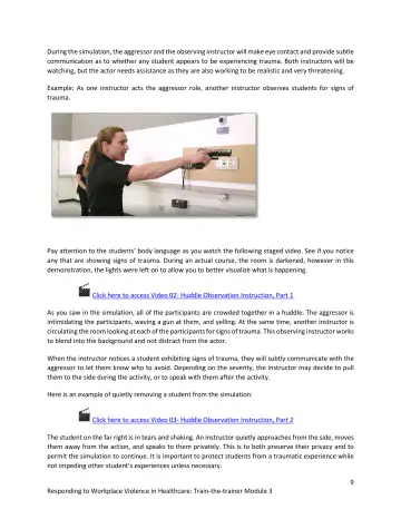 Page 9: During the simulation, the aggressor and the observing instructor will make eye contact…
