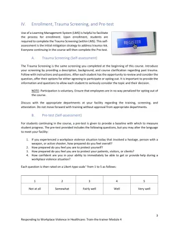 Page 3: IV. Enrollment, Trauma Screening, and Pre-test