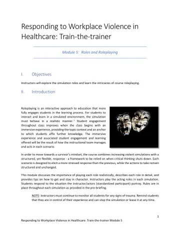 Page 1: Responding to Workplace Violence in Healthcare: Train-the-trainer