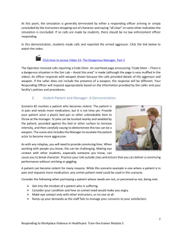 Page 7: At this point, the simulation is generally terminated by either a responding officer…